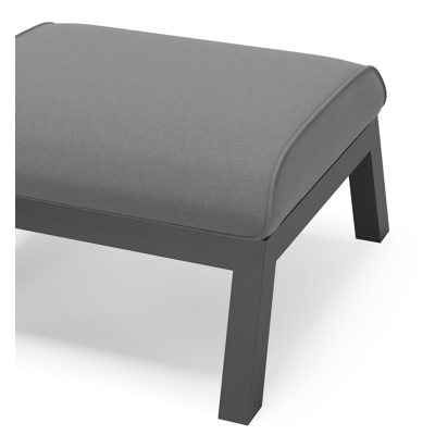 Pouf Zen'so en aluminium noir avec coussin en all weather sunbrella® luxe natte charcoal chine
