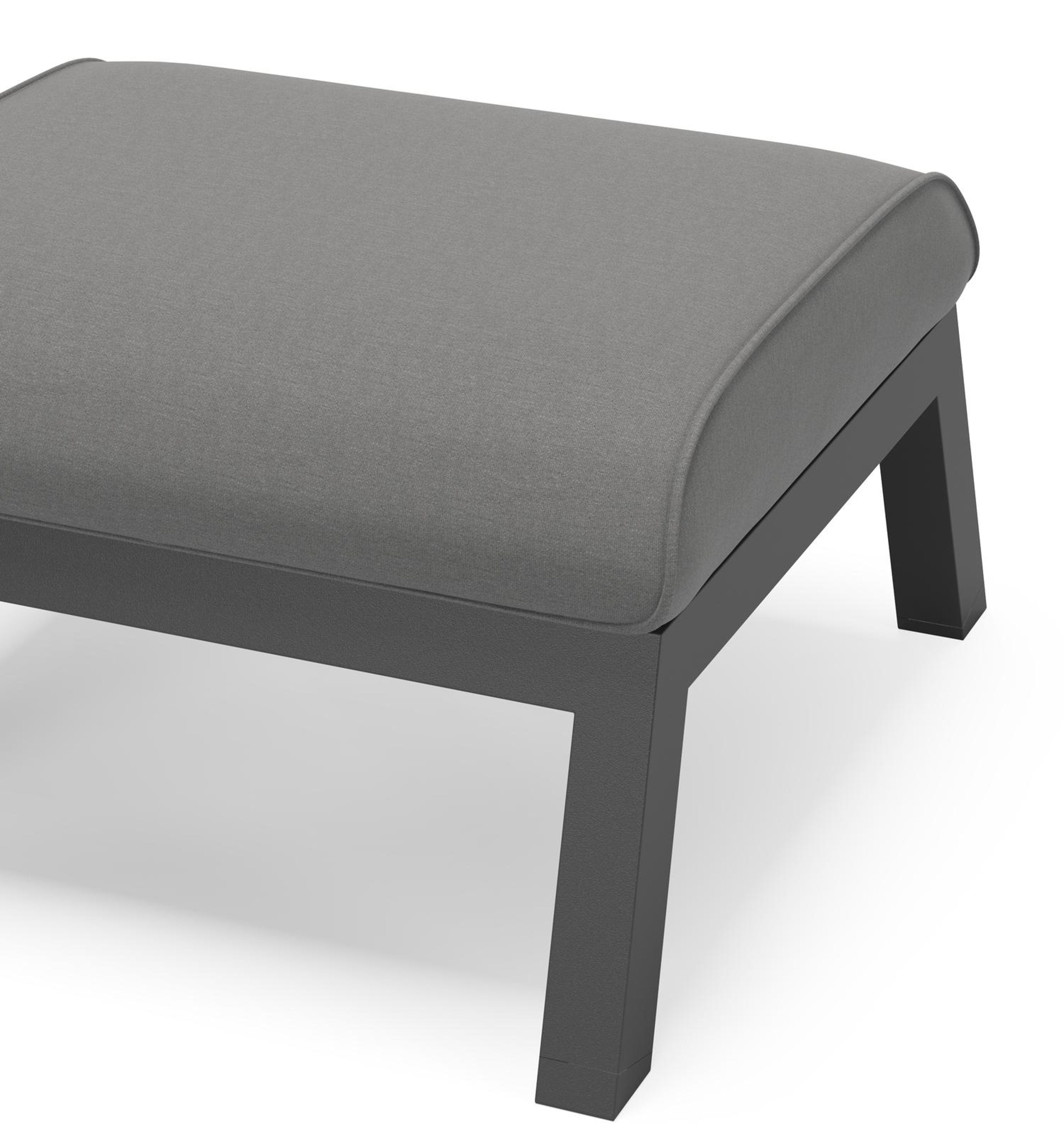 Zen'so poef in zwart aluminium met natte charcoal chine all weather sunbrella® luxe kussen