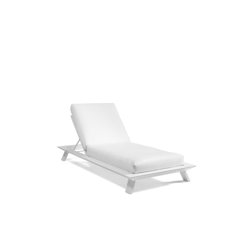 Cesano verstelbaar ligbed in wit aluminium met natte white all weather sunbrella® luxe kussens