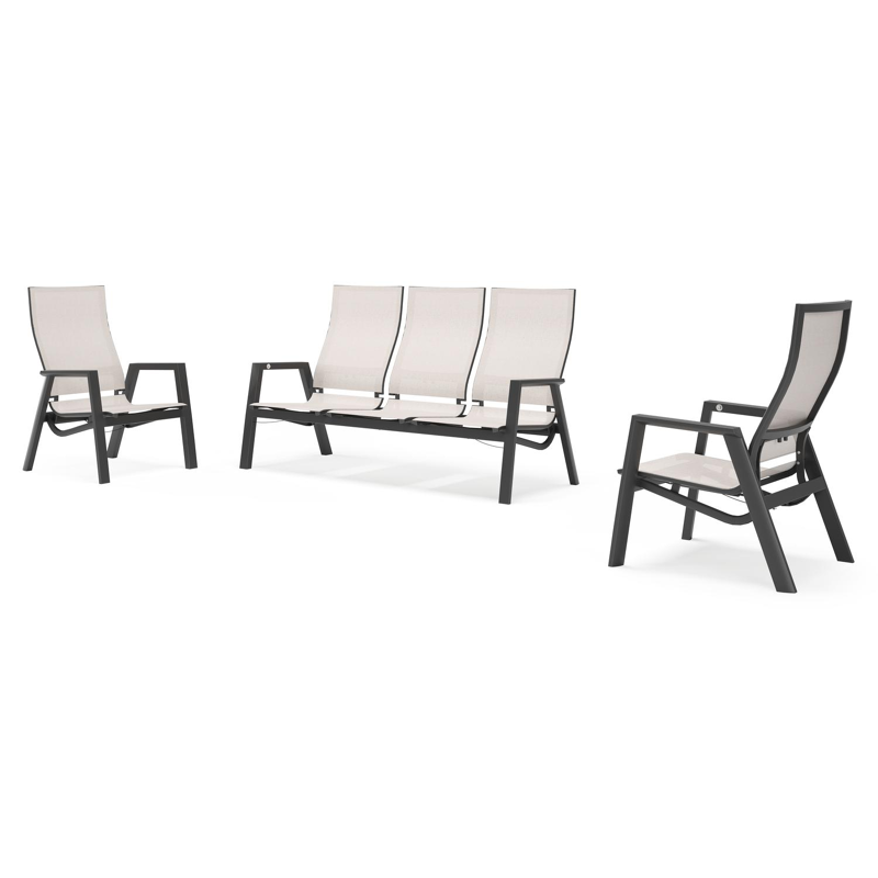 Prato loungeset in zwart aluminium met Rustic Weather+ Softtouch kussen