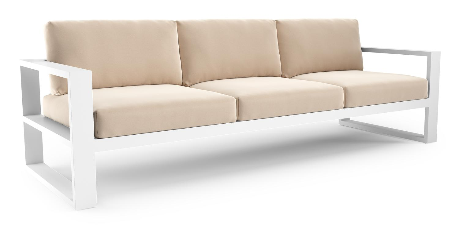 Verato loungebank in wit aluminium met natte linen chalk all weather sunbrella® luxe kussen