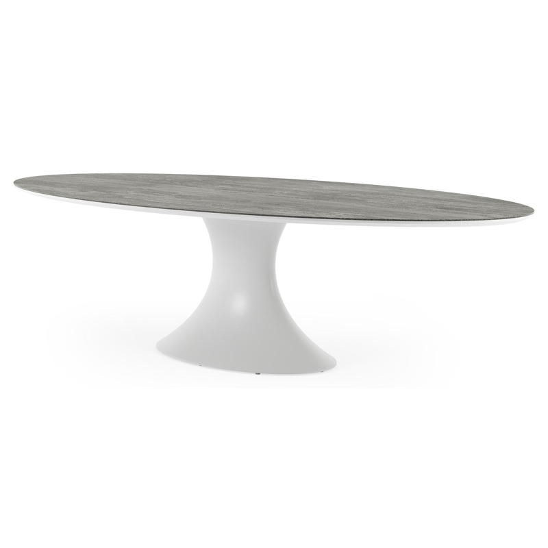 Fano tuintafel in wit aluminium en volkeramiek aspen grey - L 240 x B 135 x H 75 cm