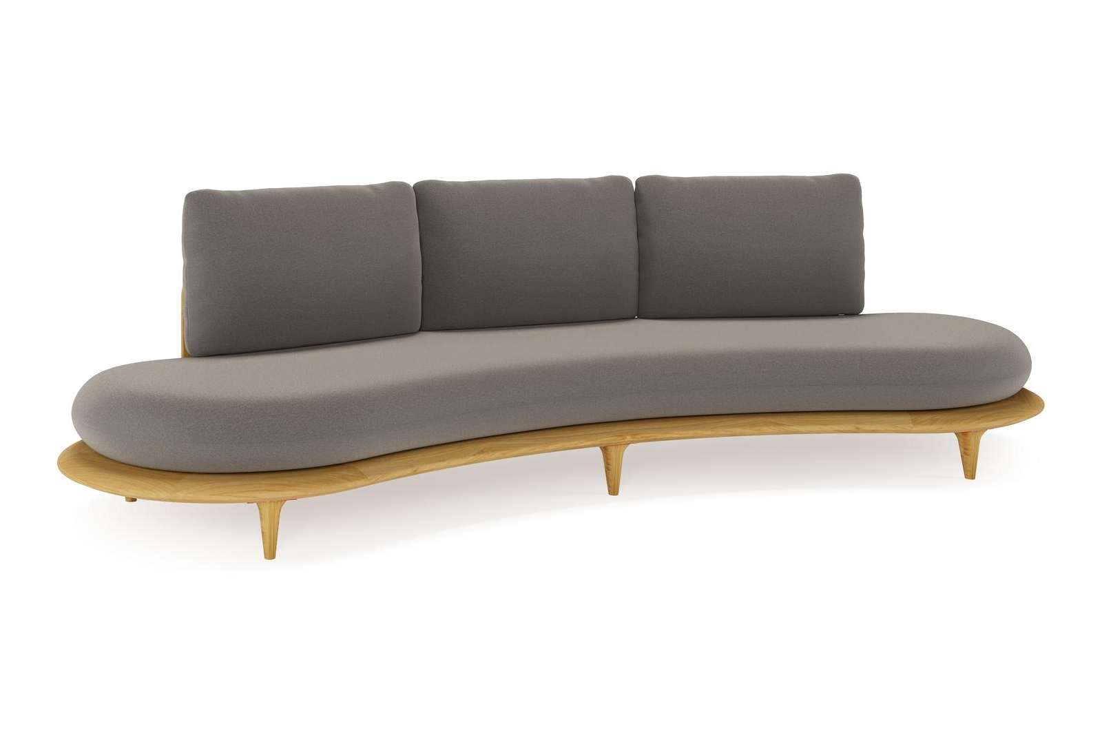 Bomero loungebank in teak met natte dark taupe all weather sunbrella® luxe kussen