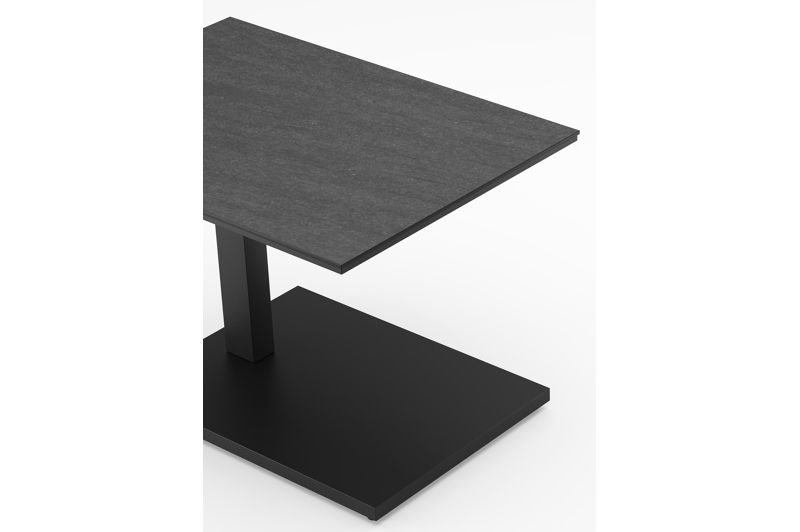 Cirello Pop up bijzettafel in zwart aluminium en basalt black volkeramiek - L 70 x B 50 x H 66 cm