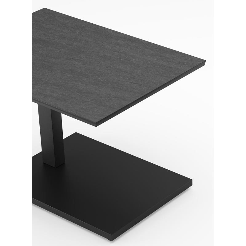 Cirello Pop up bijzettafel in zwart aluminium en basalt black volkeramiek - L 70 x B 50 x H 66 cm