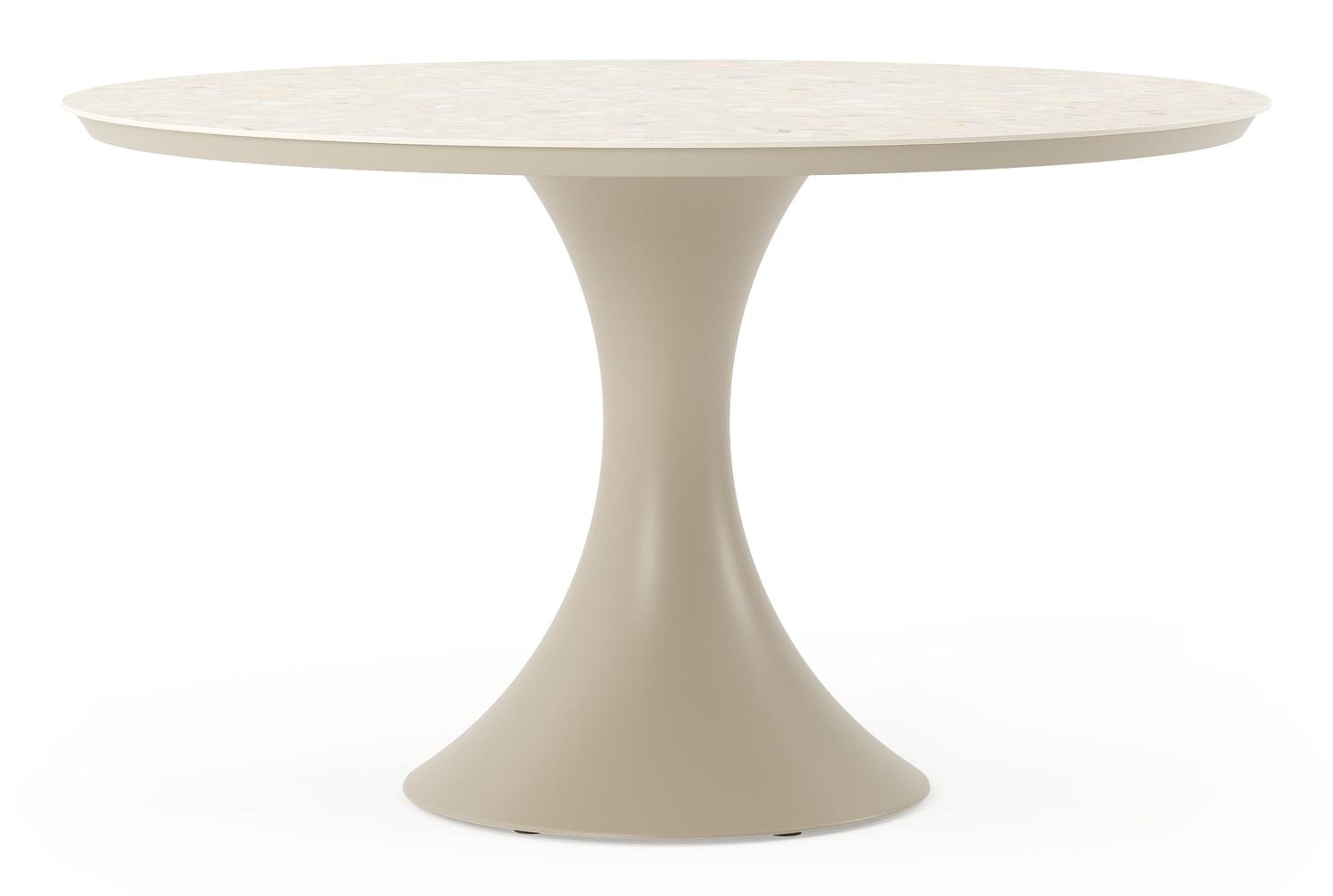 Fano tuintafel rond in beige aluminium en volkeramiek Retrostone Dia. 130 cm