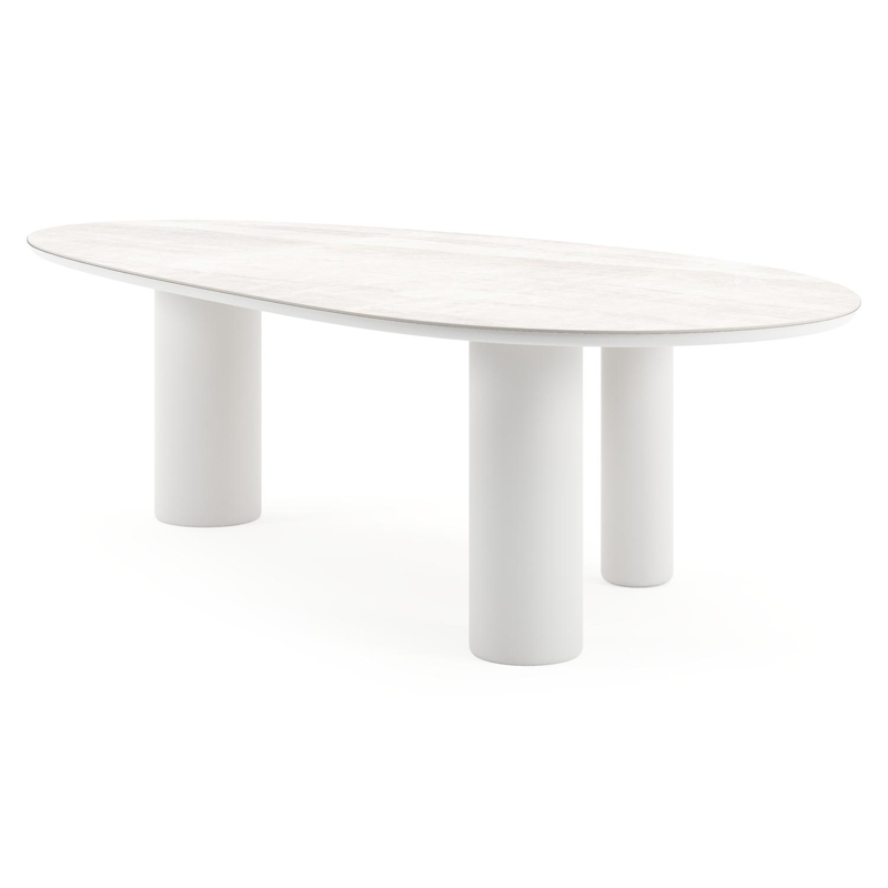 Amico tuintafel mango in wit aluminium en volkeramiek Taj Mahal - L 260 x B 130 x H 74 cm