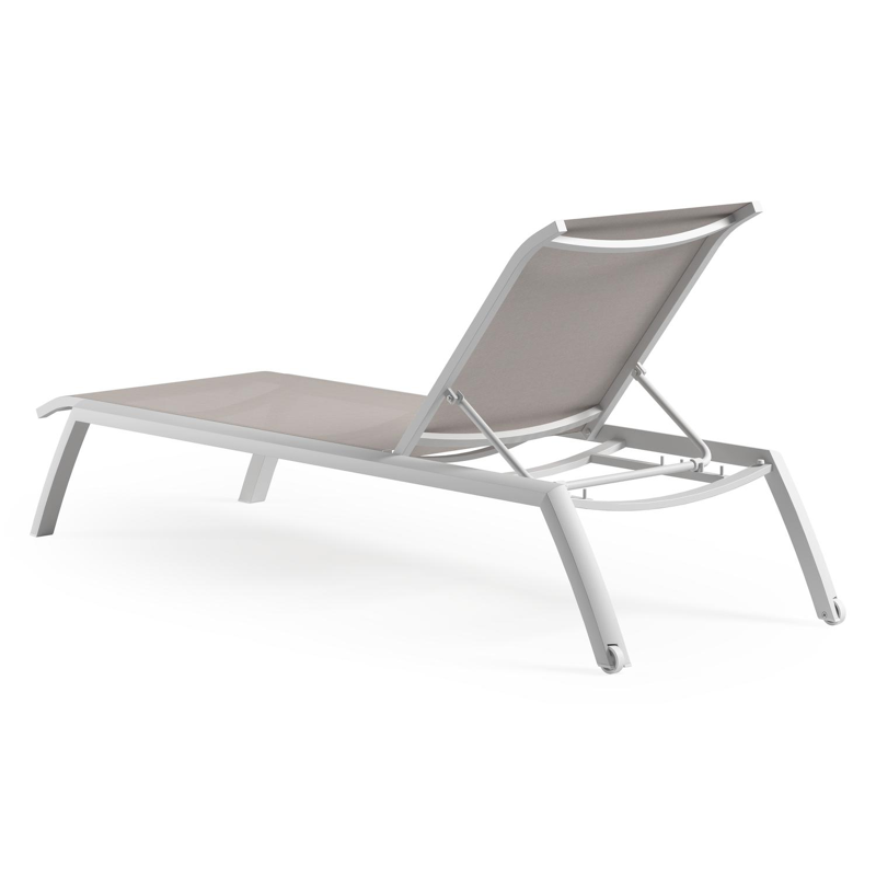 Set van 2 verstelbare Bari ligbedden in wit aluminium