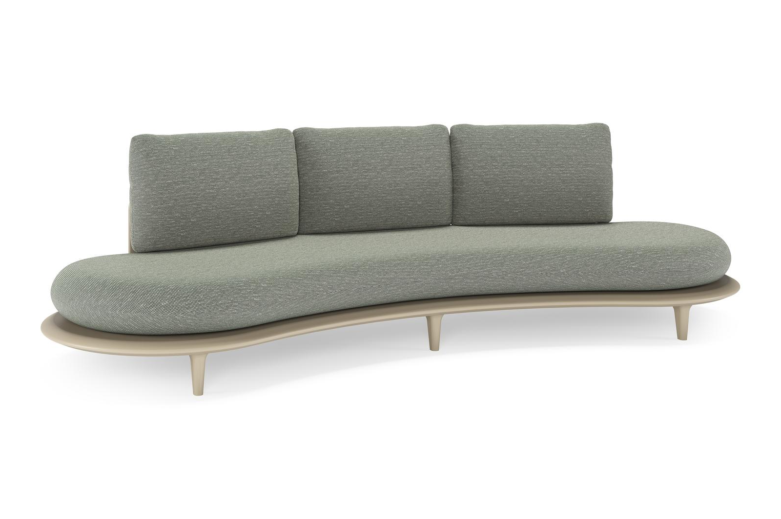 Bomero loungebank in beige aluminium met slow fern all weather sunbrella® luxe kussen
