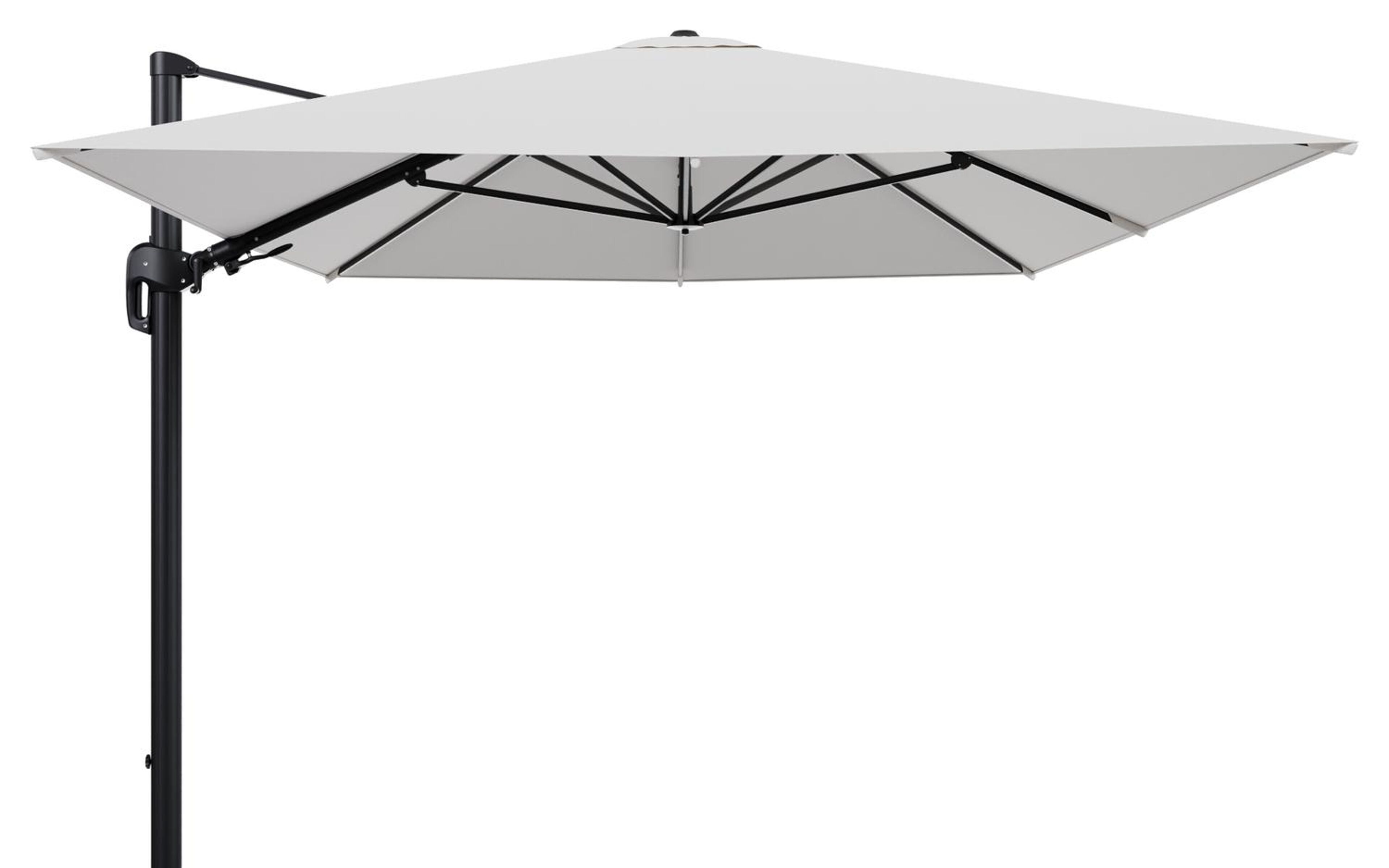 Rufina zweefparasol tiltfunctie in zwart aluminium en parasoldoek in All Weather Solica Soul Optik  - L1 400 x L2 300 cm (zonder voet) (zonder voet)