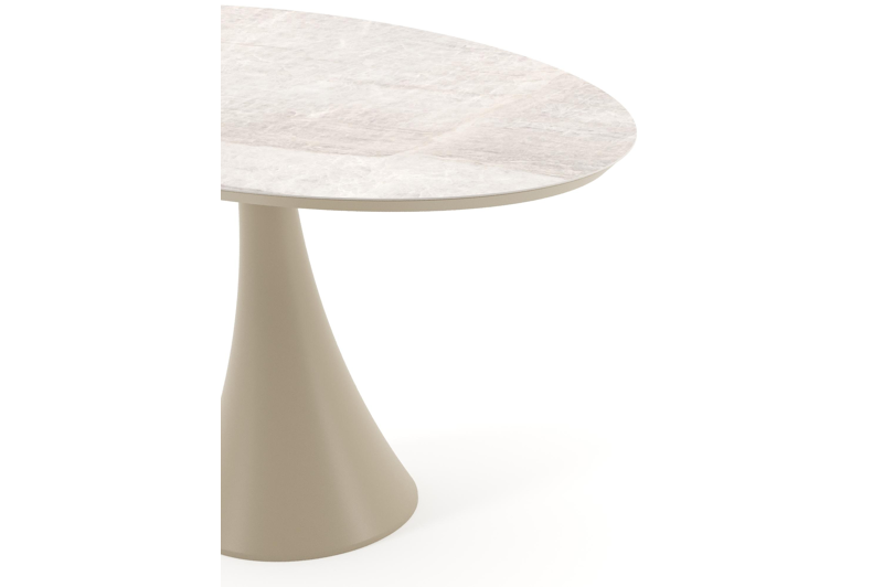 Fano tuintafel ovaal in beige aluminium en volkeramiek Taj Mahal - L 140 x B 80 x H 74.5 cm