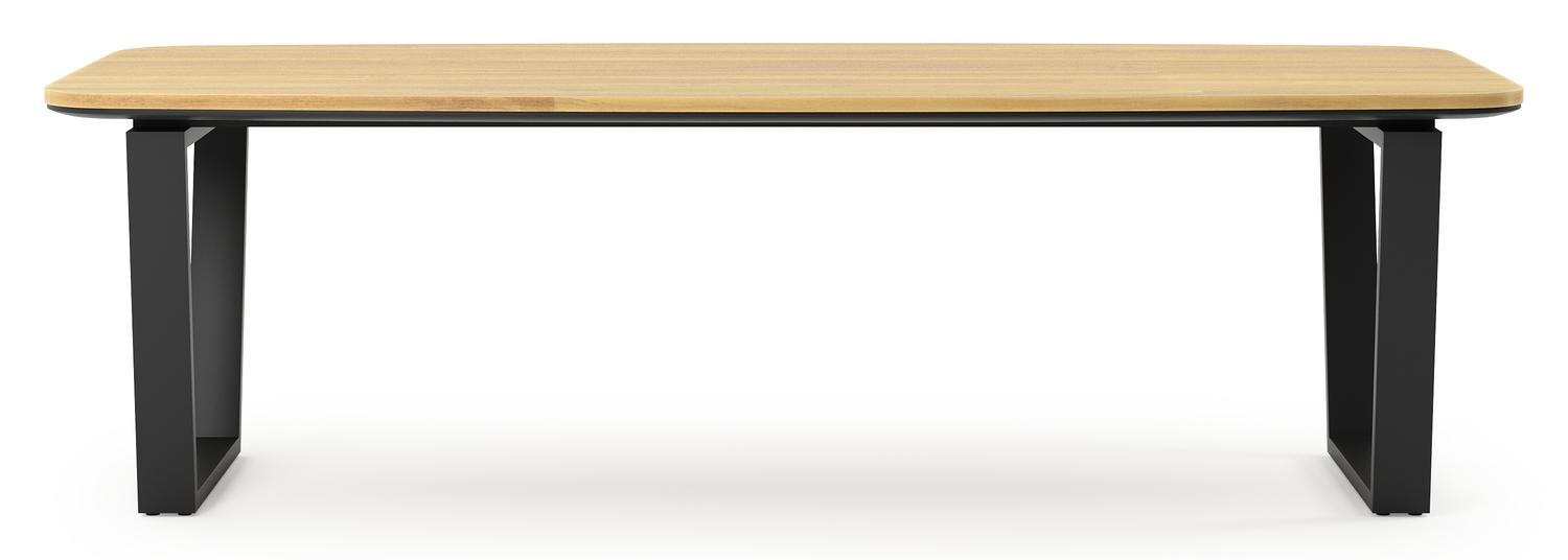 Pagino tuintafel bootvorm in zwart aluminium en teak - L 255 x B 115 x H 73 cm