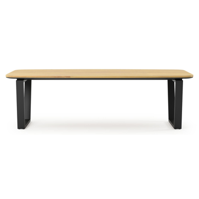 Pagino tuintafel bootvorm in zwart aluminium en teak - L 255 x B 115 x H 73 cm