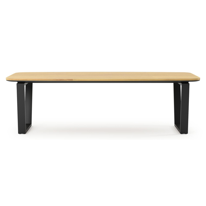 Pagino tuintafel bootvorm in zwart aluminium en teak - L 255 x B 115 x H 73 cm