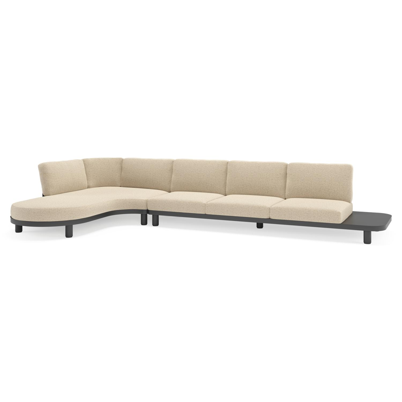 Donato loungehoek in zwart aluminium met all weather cosytica Bora Forest kussen