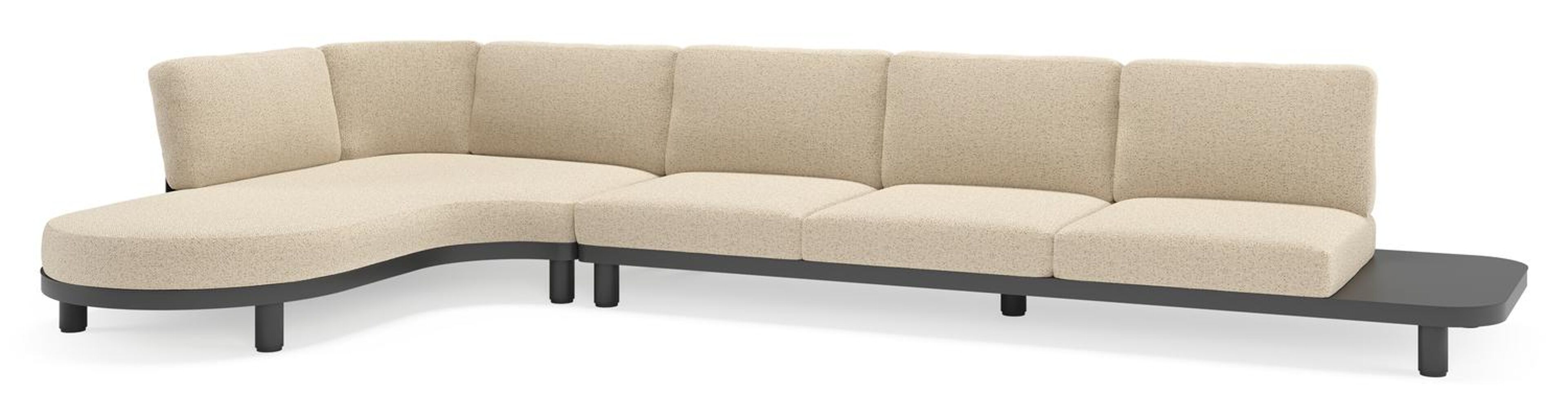 Salon de jardin d'angle Donato en aluminium noir et coussins en all weather cosytica Bora Forest