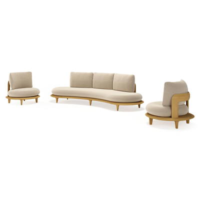 Bomero loungeset in teak met althea chalk all weather cosytica kussen