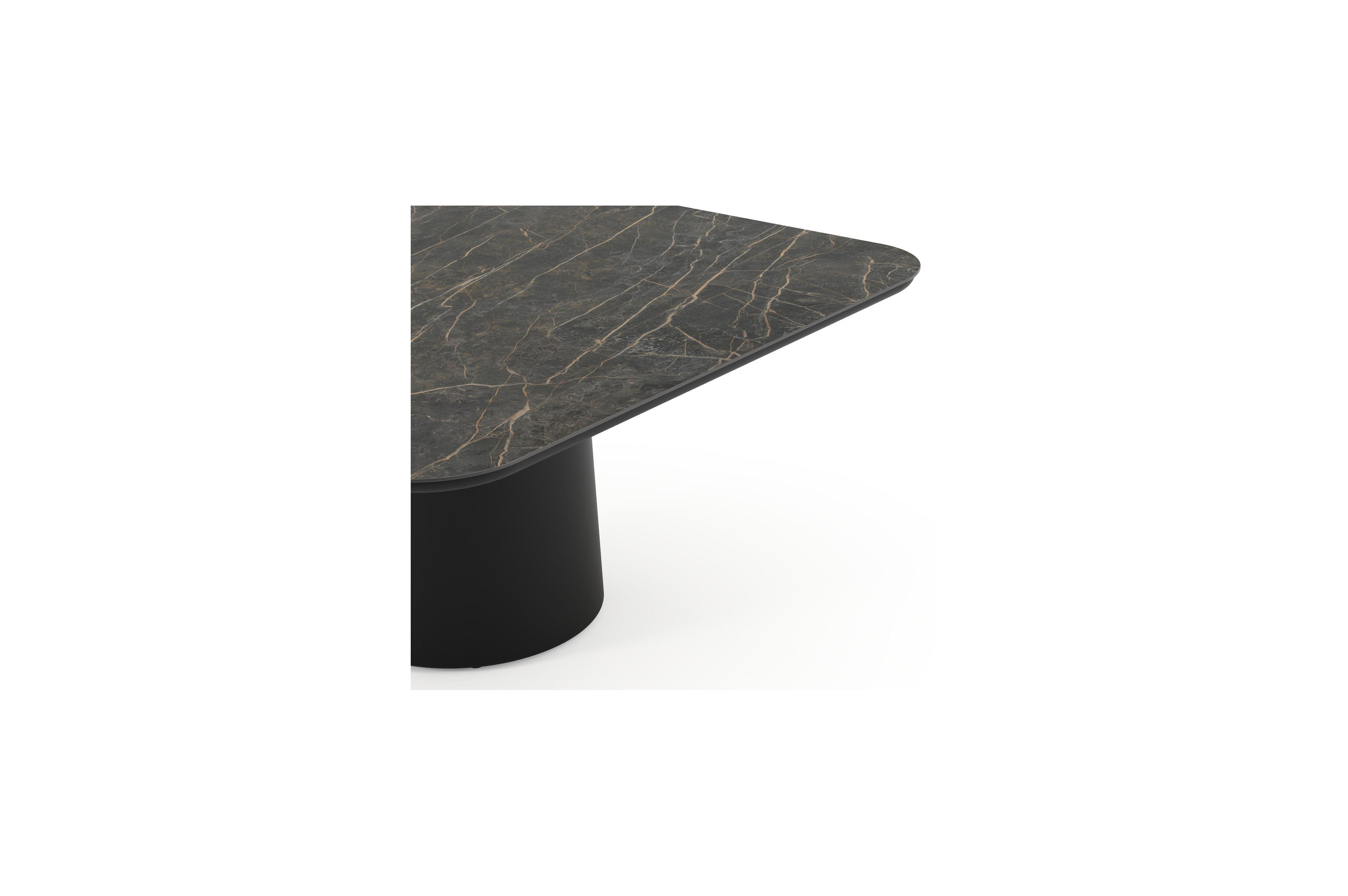 Amico tuintafel afgerond vierkant in zwart aluminium en volkeramiek Black Obsession - L 148 x B 148 x H 73.5 cm