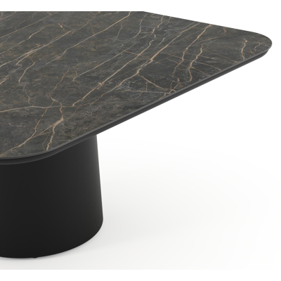 Amico tuintafel afgerond vierkant in zwart aluminium en volkeramiek Black Obsession - L 148 x B 148 x H 73.5 cm