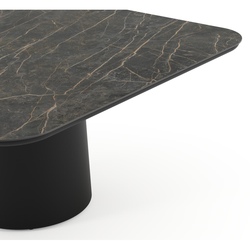 Amico tuintafel afgerond vierkant in zwart aluminium en volkeramiek Black Obsession - L 148 x B 148 x H 73.5 cm