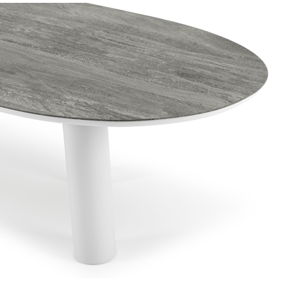 Organo tuintafel organisch in wit aluminium en volkeramiek Aspen Grey - L 280 x B 120 x H 74 cm