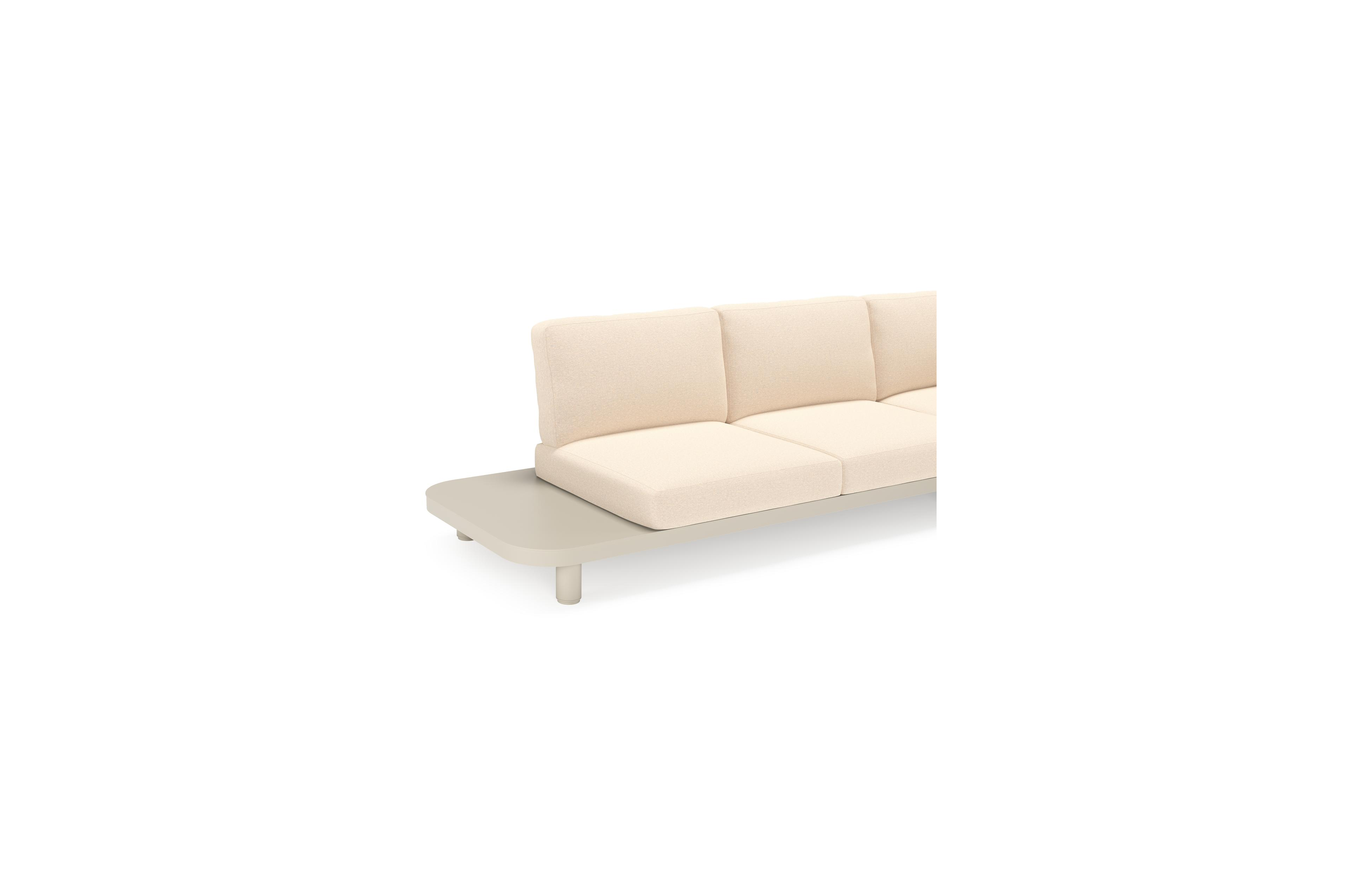 Donato loungehoek in beige aluminium met heritage papyrus all weather sunbrella® luxe kussen