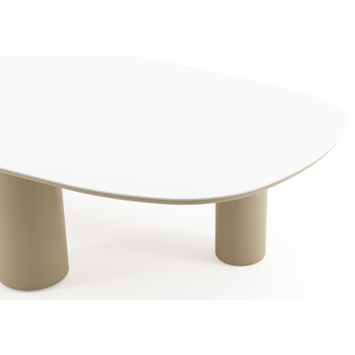 Amico tuintafel bombo xl in beige aluminium en volkeramiek Arctic White - L 320 x B 148 x H 73.5 cm