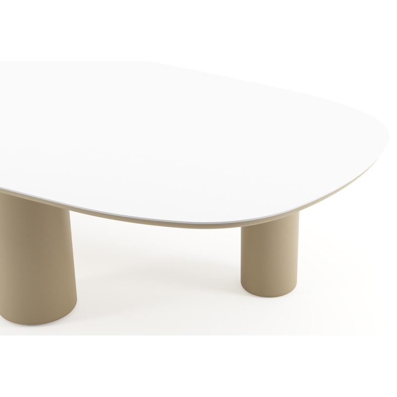 Amico tuintafel bombo xl in beige aluminium en volkeramiek Arctic White - L 320 x B 148 x H 73.5 cm