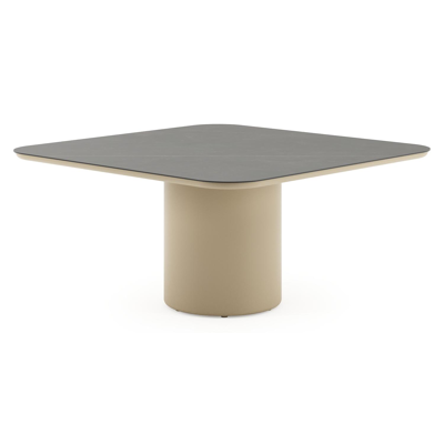 Amico tuintafel afgerond vierkant in beige aluminium en volkeramiek Calatorao - L 148 x B 148 x H 73.5 cm