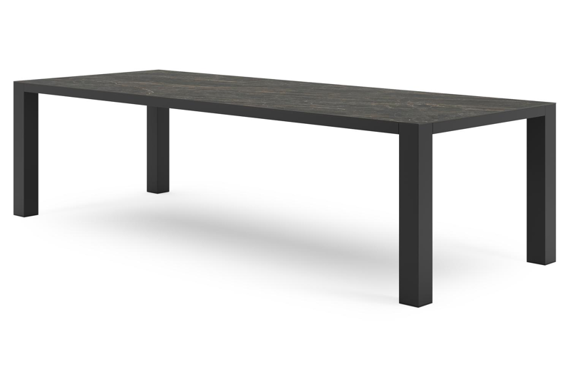 Nano tuintafel in zwart aluminium en volkeramiek black obsession - L 280 x B 110 x H 75 cm