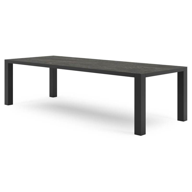Nano tuintafel in zwart aluminium en volkeramiek black obsession - L 280 x B 110 x H 75 cm