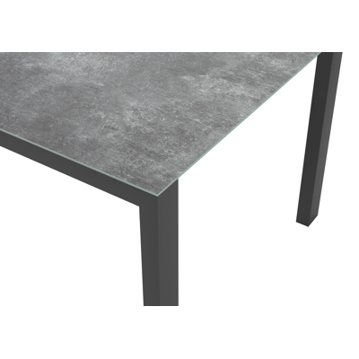 Trente tuinset in zwart aluminium en grijs keramisch glas tafelblad met 8 Artena tuinstoelen