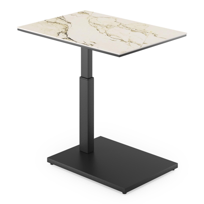Table d'appoint Cirello Pop-up en aluminium noir et céramique pleine colorado dunes - Lg. 70 x Lrg. 80 x Haut. 66 cm