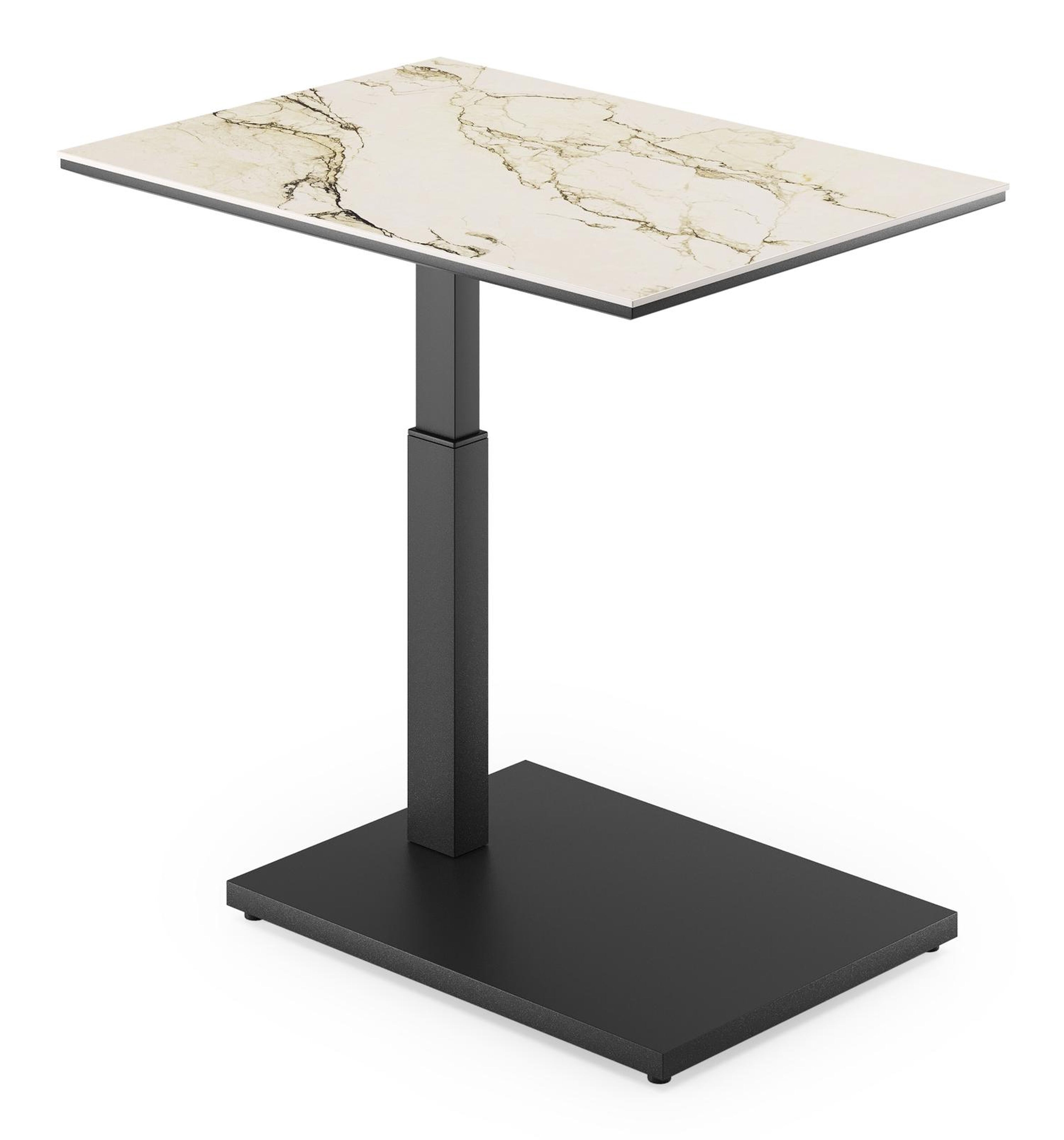 Table d'appoint Cirello Pop-up en aluminium noir et céramique pleine colorado dunes - Lg. 70 x Lrg. 80 x Haut. 66 cm