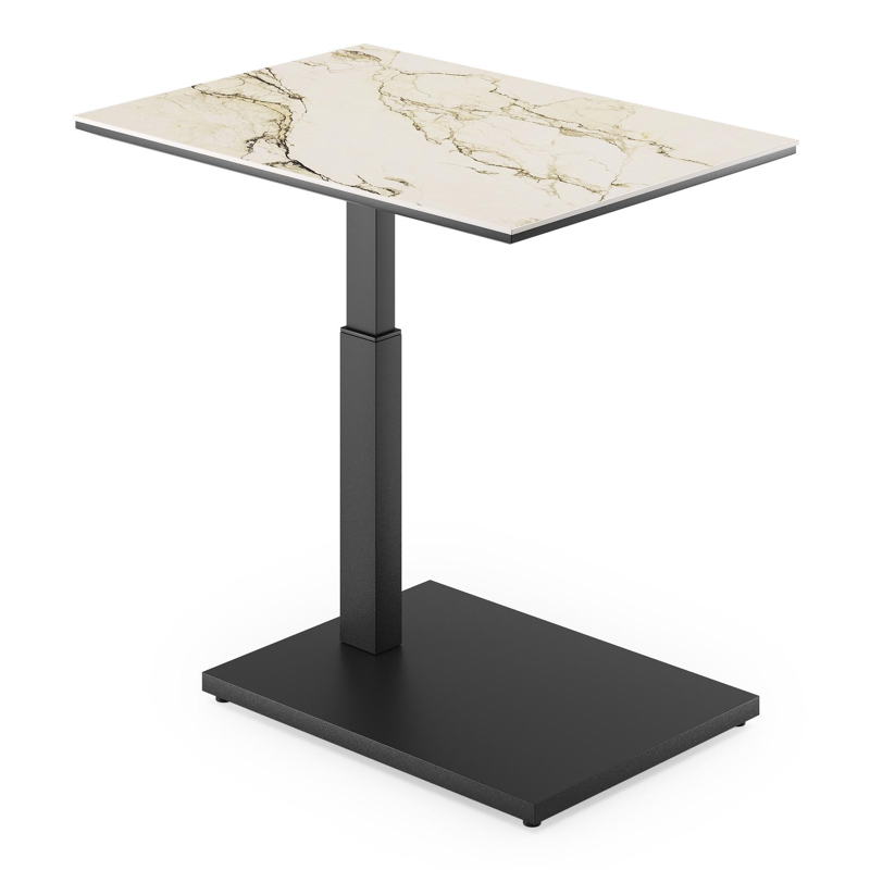 Table d'appoint Cirello Pop-up en aluminium noir et céramique pleine colorado dunes - Lg. 70 x Lrg. 80 x Haut. 66 cm