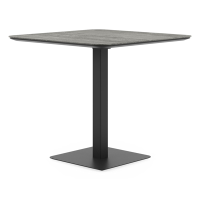 Fano kantelbare tuintafel vierkant afgerond in zwart aluminium en volkeramiek aspen grey - L 80 x B 80 x H 72.5 cm