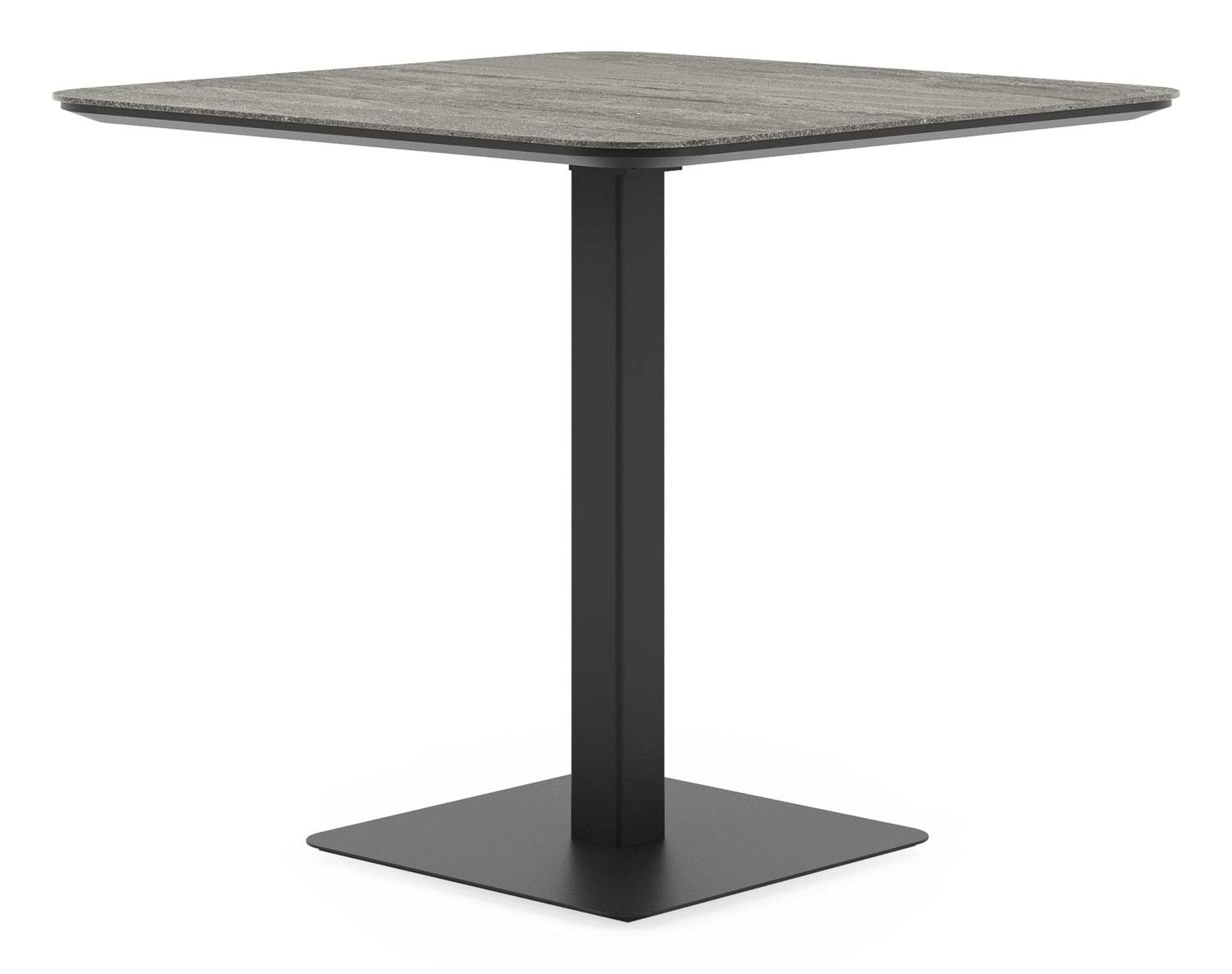 Fano kantelbare tuintafel vierkant afgerond in zwart aluminium en volkeramiek aspen grey - L 80 x B 80 x H 73 cm