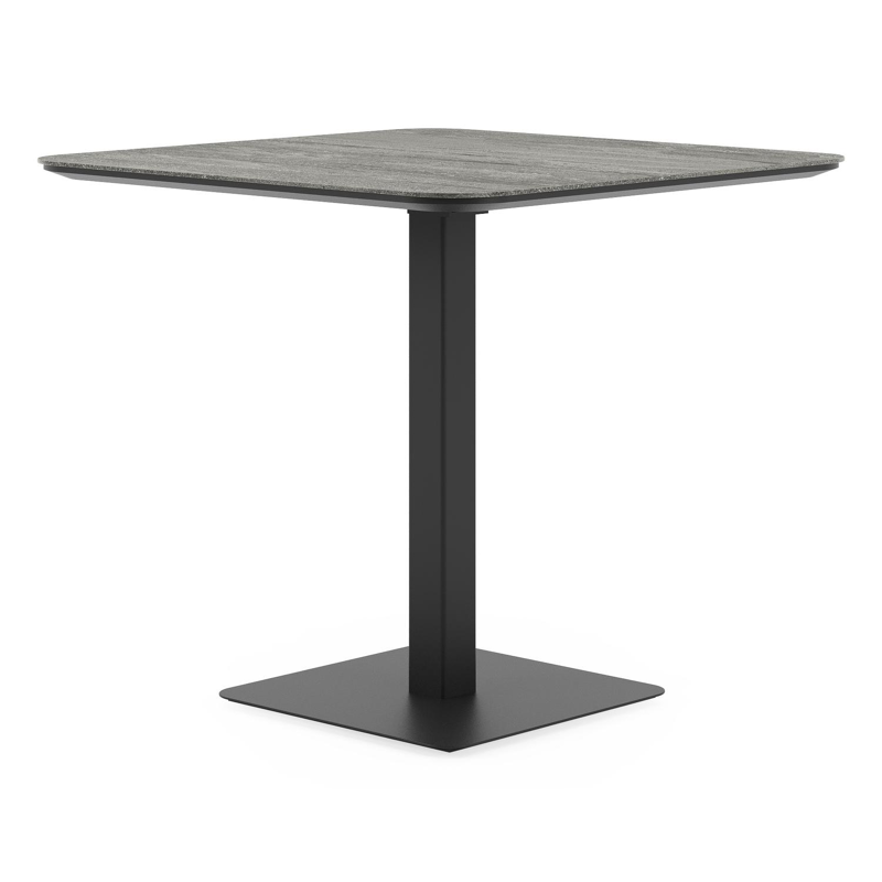 Fano kantelbare tuintafel vierkant afgerond in zwart aluminium en volkeramiek aspen grey - L 80 x B 80 x H 72.5 cm