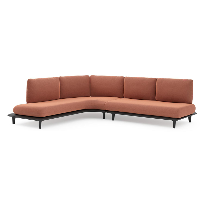 Bomero loungehoek in zwart aluminium met heritage rust all weather sunbrella® luxe kussen