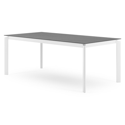Cirello tuintafel rechthoekig in wit aluminium en volkeramiek Basalt Black - L 200 x B 100 x H 75 cm
