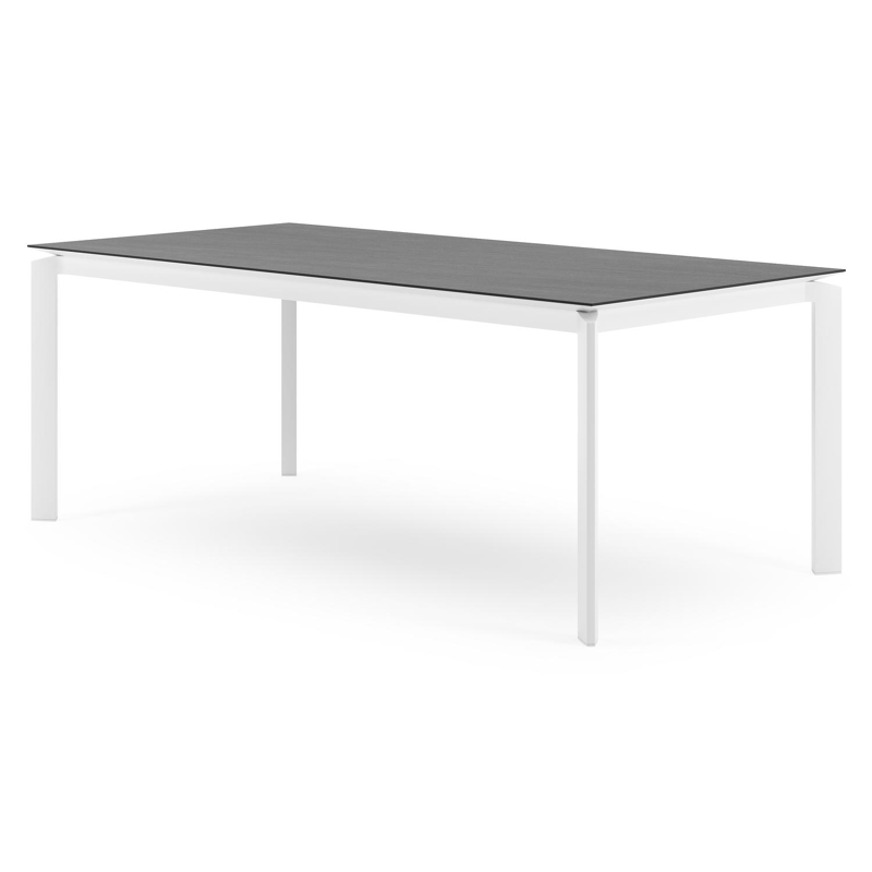 Cirello tuintafel rechthoekig in wit aluminium en volkeramiek Basalt Black - L 200 x B 100 x H 75 cm