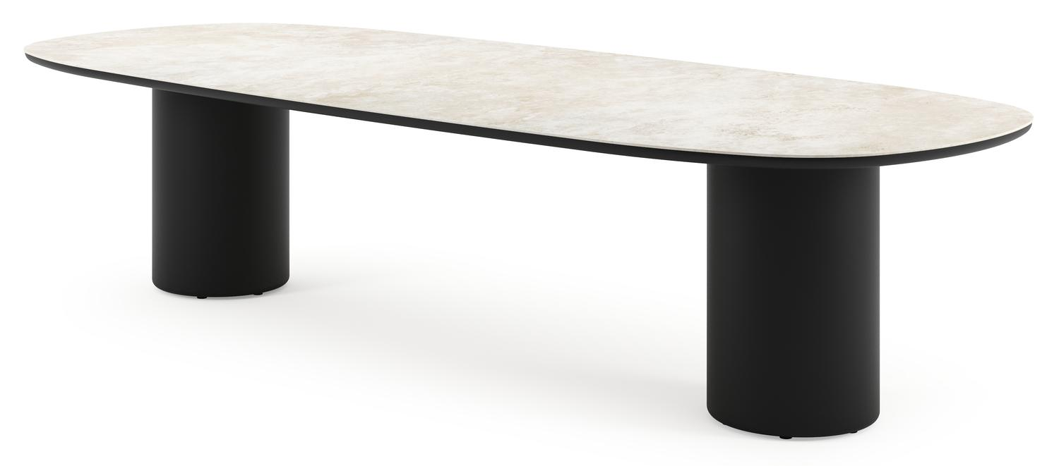 Amico tuintafel bombo in zwart aluminium en volkeramiek Rapolano - L 320 x B 130 x H 73.5 cm