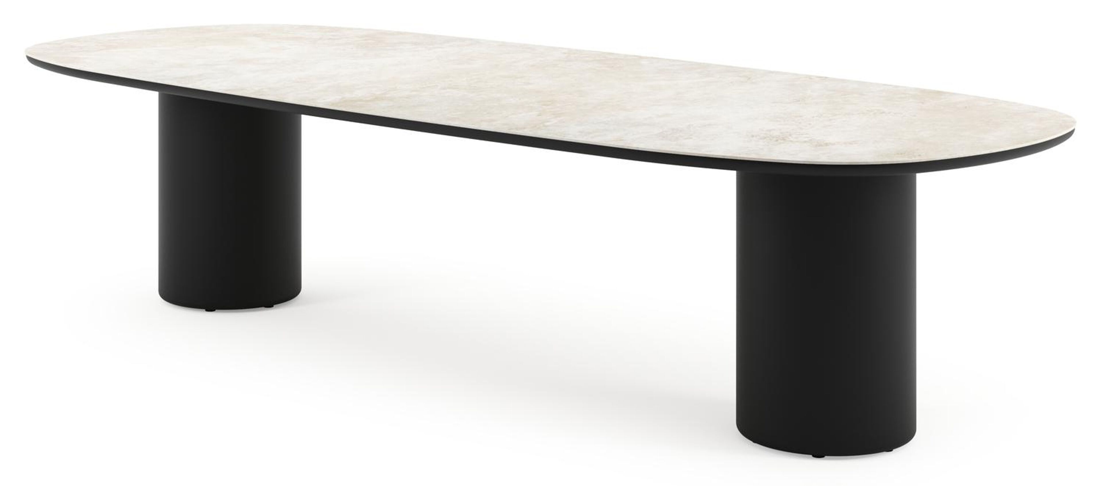 Table de jardin Amico bombo en aluminium noir et céramique pleine Rapolano - Lg. 320 x Lrg. 130 x Haut. 74 cm