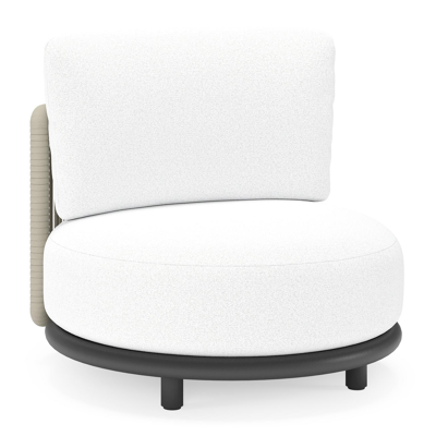 Lomano loungestoel in zwart aluminium en beige verticaal geweven luxe vlakke rope met Ego Birch all weather solica