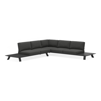 Cesano loungehoek in zwart aluminium met tundra charcoal all weather sunbrella® luxe kussens