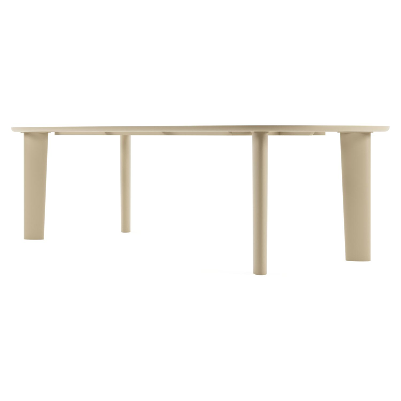 Table de jardin Amico bombo en aluminium beige et céramique pleine Rapolano - Lg. 270 x Lrg. 125 x Haut. 73.5 cm