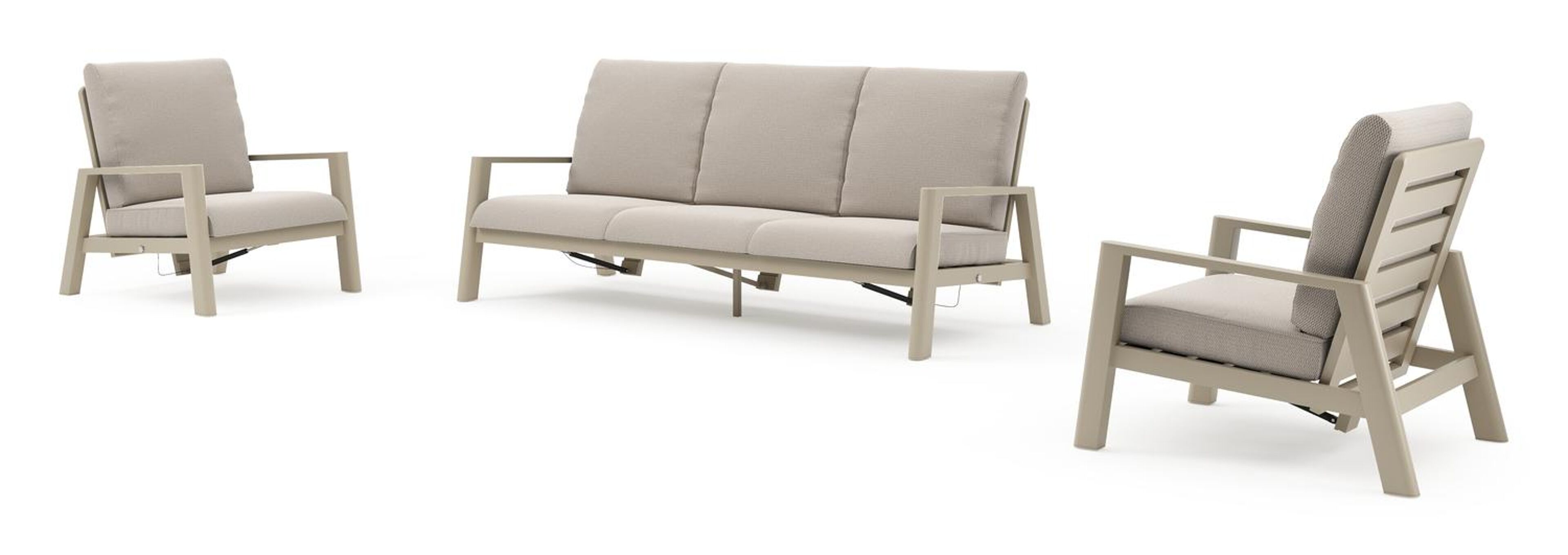 Cirello loungeset in beige aluminium met lopi fossil all weather sunbrella® luxe kussen