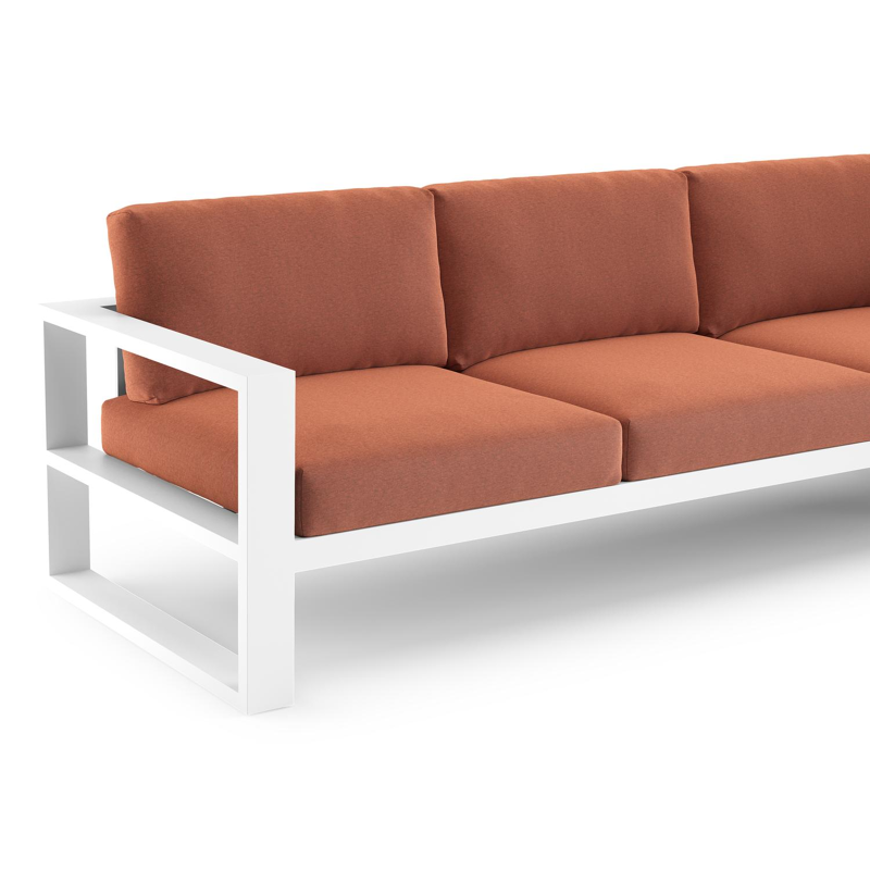 Verato loungebank in wit aluminium met heritage rust all weather sunbrella® luxe kussen