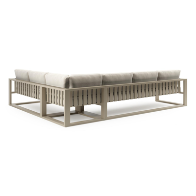 Verato loungehoek in beige aluminium met althea off white all weather cosytica kussen
