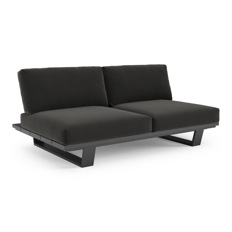 Pagino loungebank in zwart aluminium met natte sooty all weather sunbrella® luxe kussen